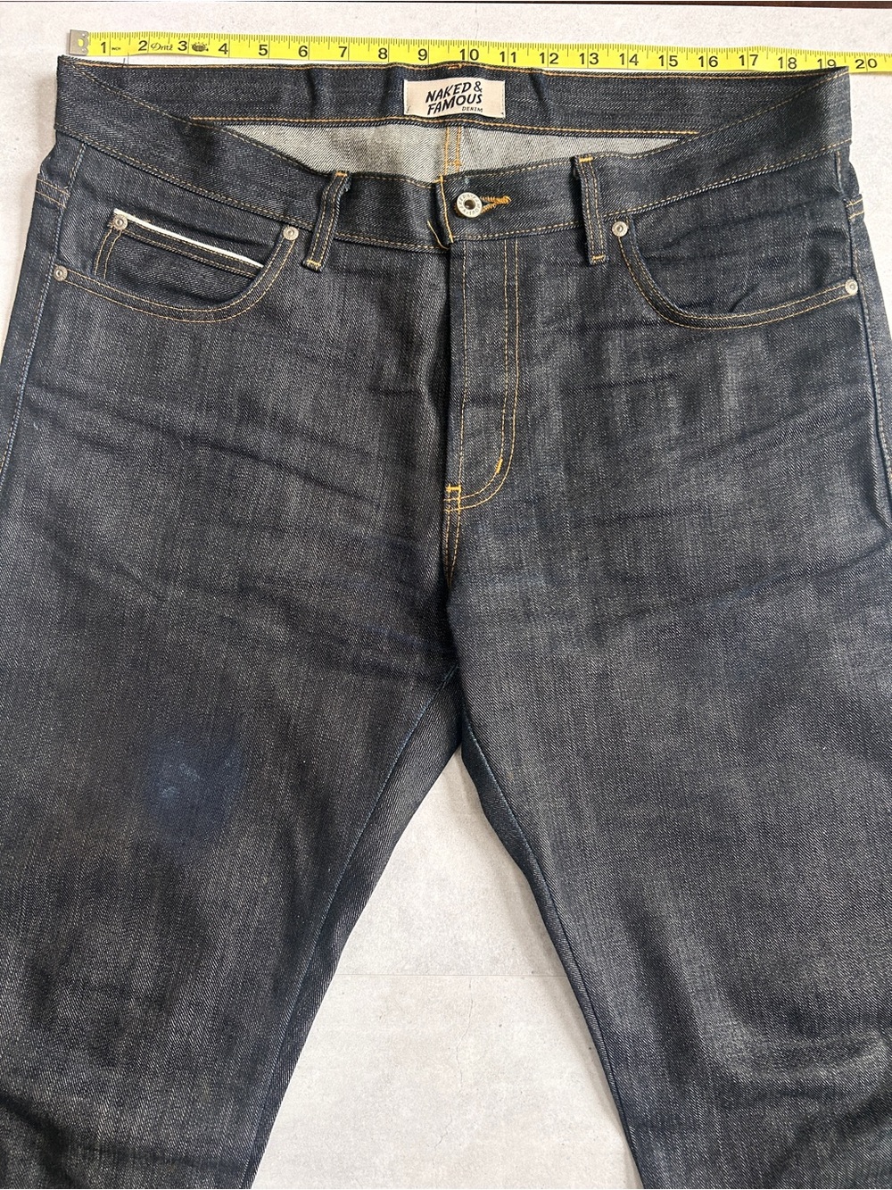 Naked & Famous Super Guy Left Hand Twill Selvedge Jeans Sz 38 Raw Denim - Picture 15 of 16